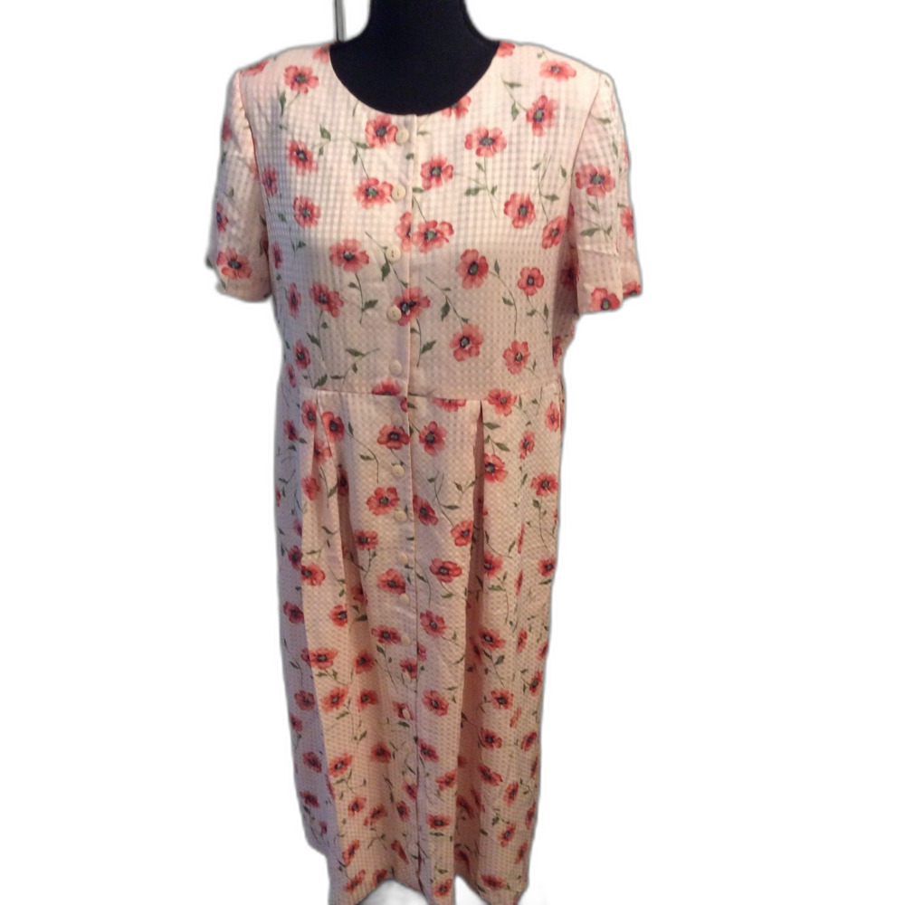 Talbots Vintage 12 Petites Cottagecore Pink floral Dress Farmcore